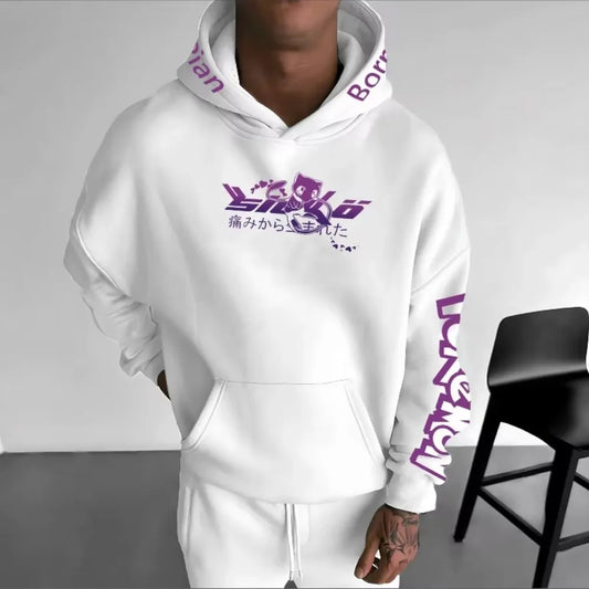 Anime Mewtwo Double Printed Hoodie for Men and Women Autumn/Winter Harajuku Large Size Casual Trend Sweater