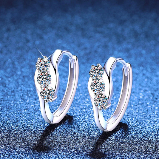 D Color Moissanite Hoop Earrings For Women Wedding Bridal S925 Sterling Silver Stud Earring Wedding Gemstone Jewelry