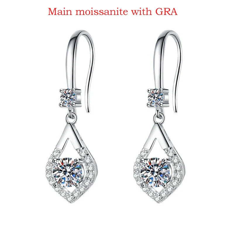 Each 0.5CT D Color Genuine Moissanite Drop Earrings for Women Water Drop Luxury Wedding Jewelry 925 Sterling Silver