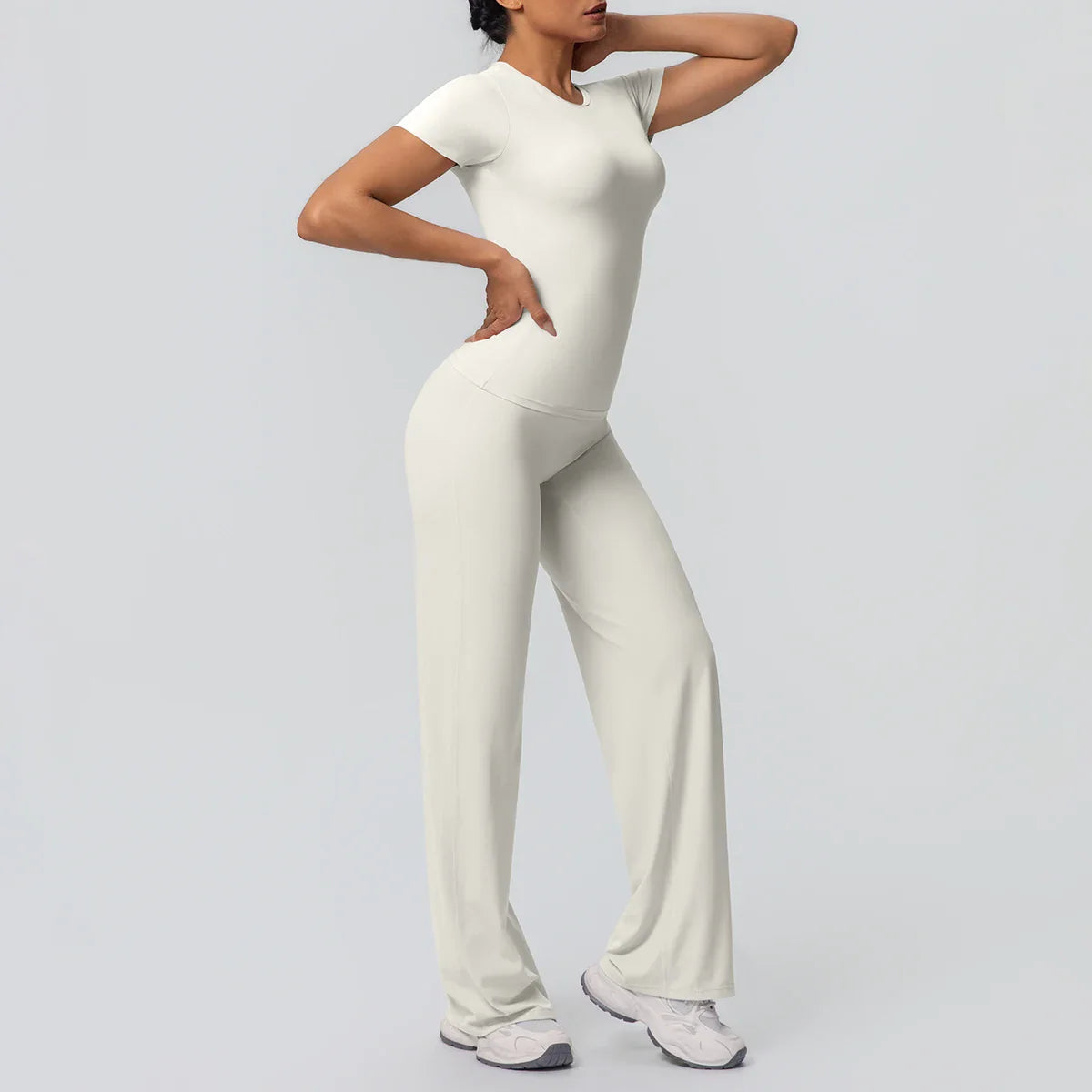 Fitness Sports Workout Yoga Set for Women Naked Feel Slim Casual Workout Top T-Shirt Quick Drying Push Up Running Pants Yoga Set
