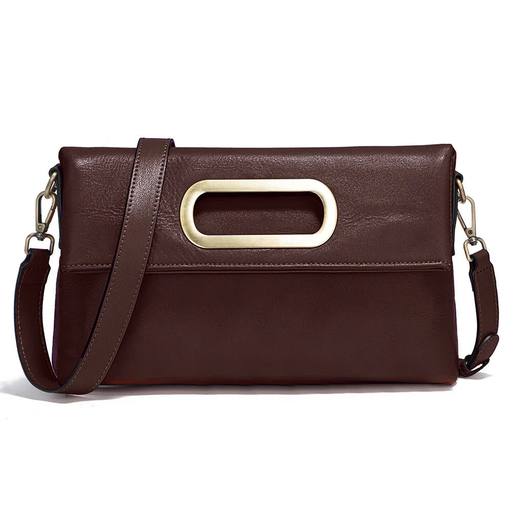 Genuine Leather Vintage Designer Handbag For Women Large Capacity Shoulder Bag New Brown Crossbody Bag Tote Bag Purse 2024