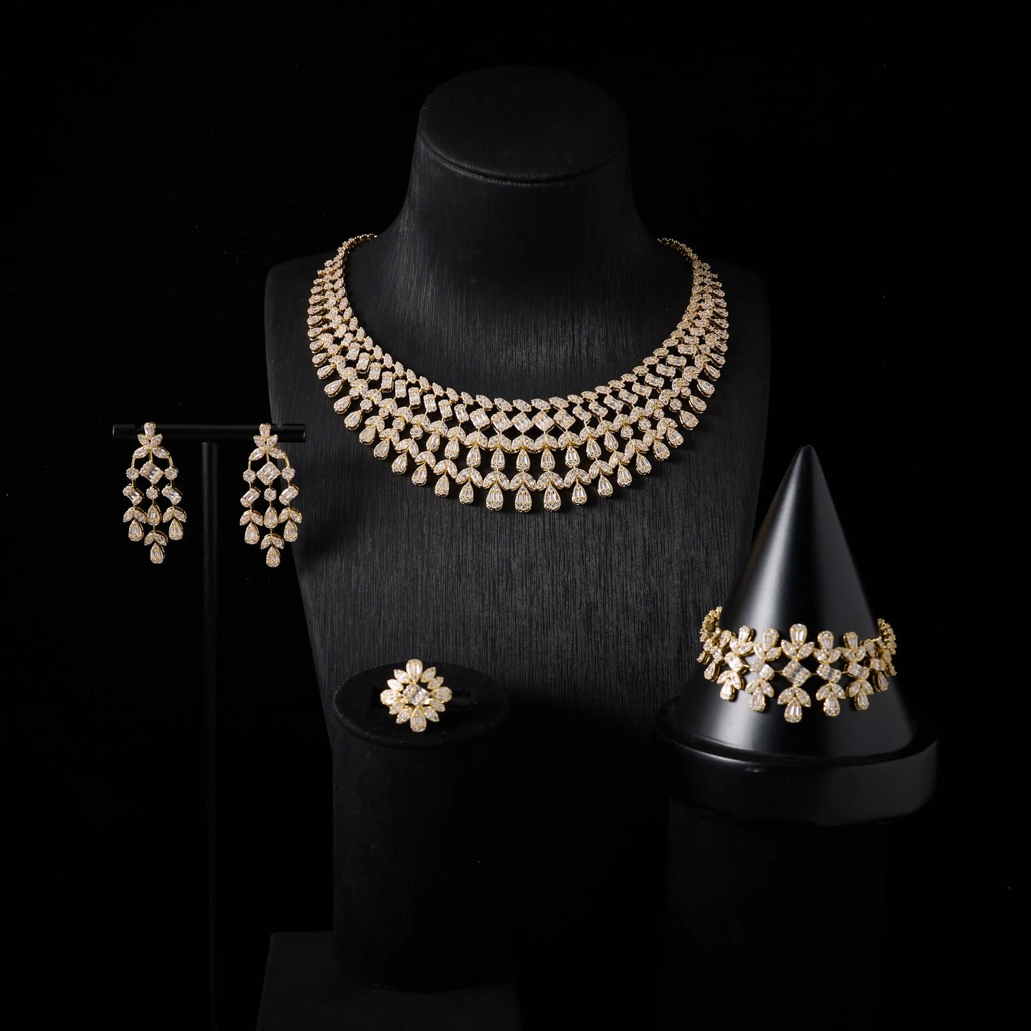 Women's Wedding Cubic Zircon Jewelry and Accessories Bridal Jewellery Set Luxury New in Matching Sets