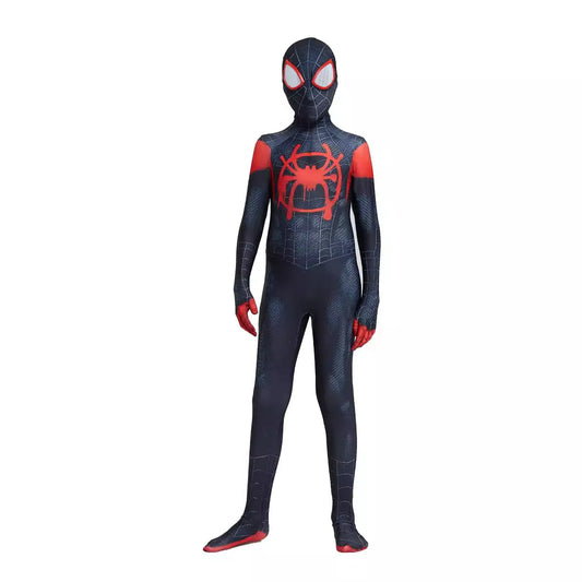 3D Mask Costume for Kid Adult Miles Morales Spider-Man Cosplay Bodysuit Halloween Carnival Superhero Full Body Zentai Jumpsuit