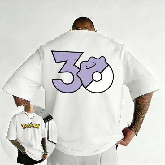 30th Anniversary Ditto Printed T-shirt Summer New Men's and Women's Trendy Large Loose Casual Y2K Short Sleeve Top