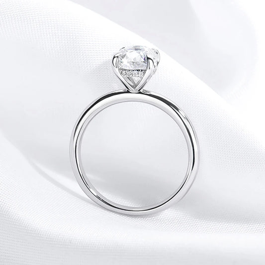 18k Plated 2/3ct Moissanite Diamond Ring for Women Oval Fancy Cut Bridal Sets Solitaire Wedding Promise Band 925 Silver