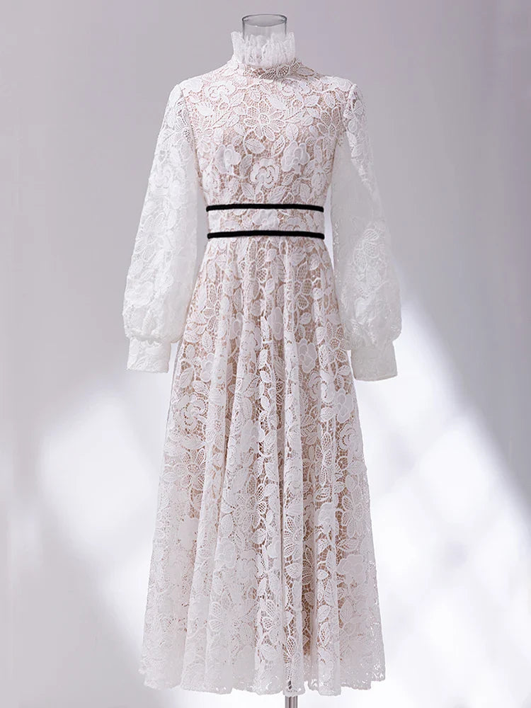 Quality Women Luxury Embroidered Long Maxi Evening Dress Elegant White New Long Sleeve Evening Party Dress Vestidos