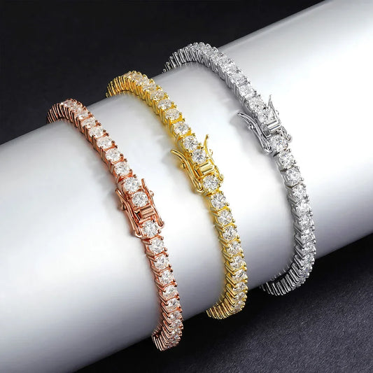 925 Sterling Silver Moissanite Bracelet 0.1ct 3mm D VVS1 Diamond with GRA for Women Sparkling Wedding Party Fine Jewelry