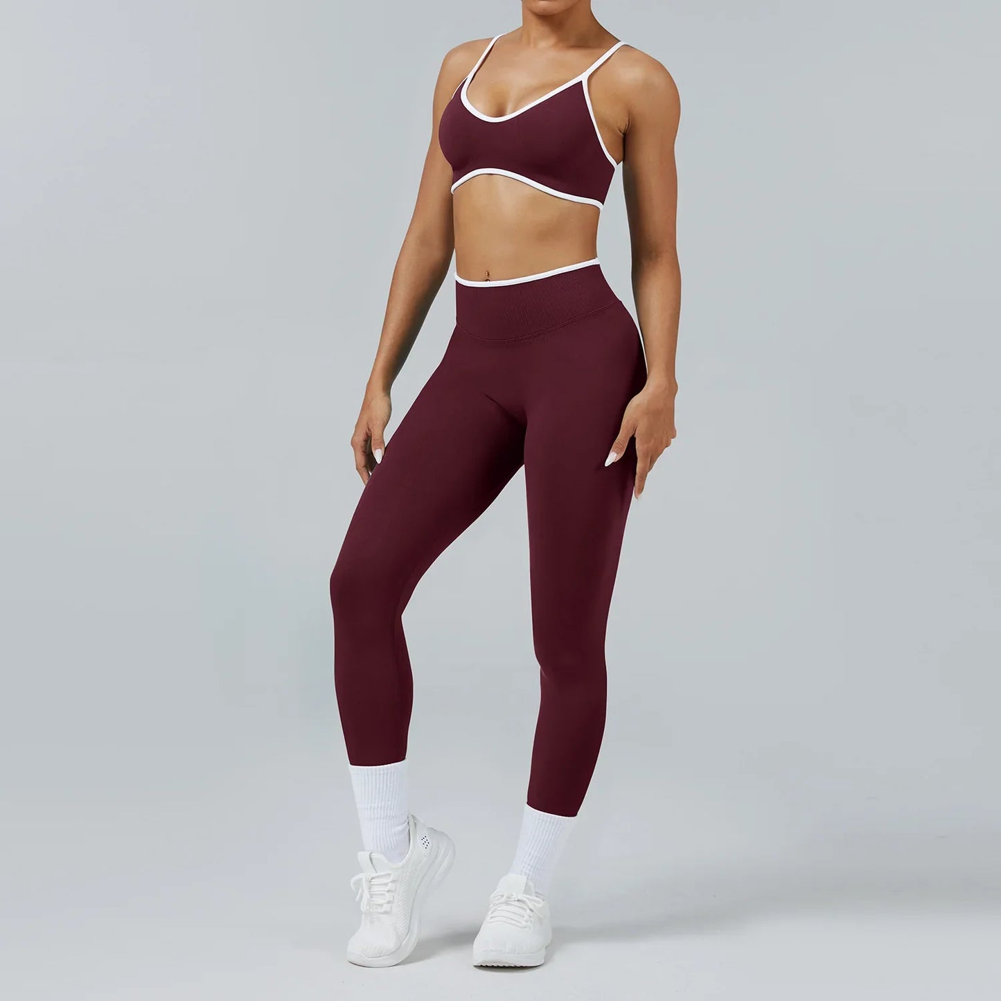 Women's Color Block Seamless High-Stretch Yoga Set, Butt Lifting Yoga Pants, Breathable Quick-Dry Active Workout Outfit
