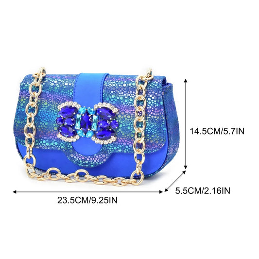 New Fashion Nigerian Banquet Shoes and Bag Set Rhinestone Ladies Matching Shoes and Bag High Heel for Weddings and Parties