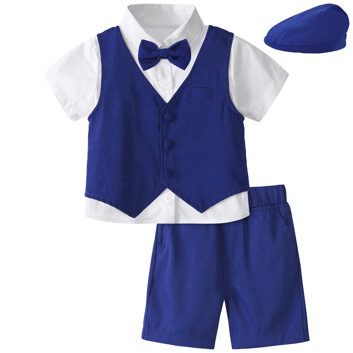 Baby Boy Clothes Toddler Wedding Suit Set Kids Birthday Party Outfit Gemtleman Formal Short Sleeve Cotton Clothing Set 3PCS