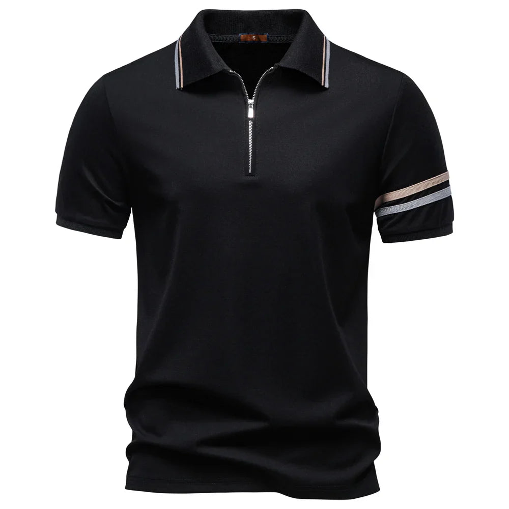 Men's Lightweight Breathable Polo Shirt Half Zipper Collar Solid Color Casual Summer Fashion Top