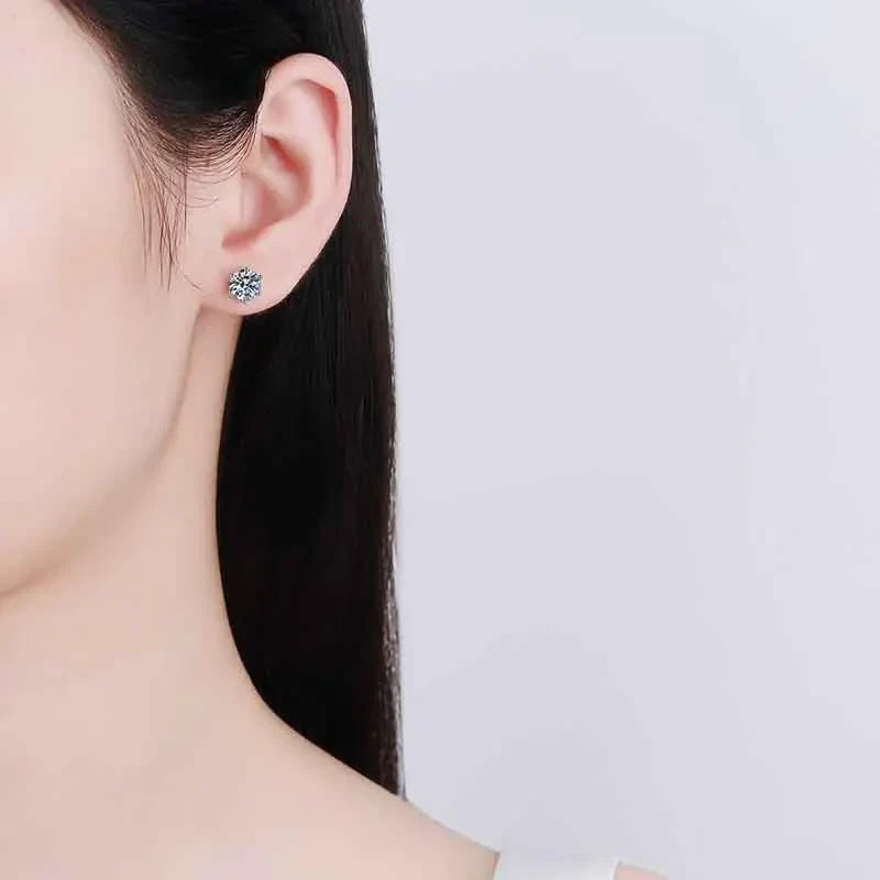 0.2ct 0.5ct 1ct 2ct Moissanite Stud Earrings For Women Screw Thread Ear Studs 925 Sterling Silver Earring Fine Jewelry
