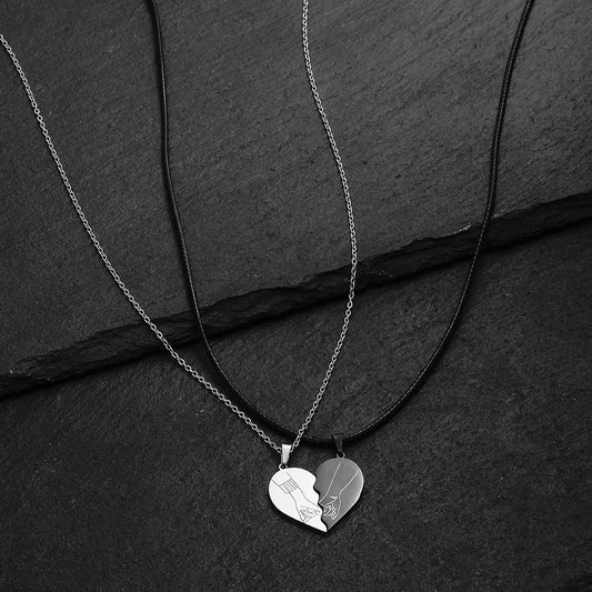Fashion Stainless Steel Heart Puzzle Lock Key Pendant Couple Necklace Pendants Necklaces For Lovers Valentine's Day Jewelry