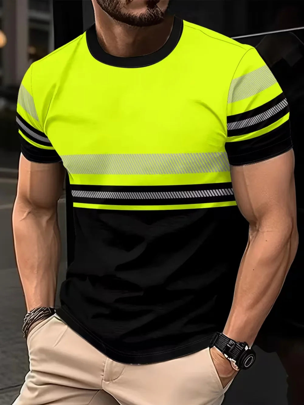 Men's 3D Printed New Secure Logo Color Blocking Design Short-Sleeved T-Shir Fashion Summer Daily Casual Work Wear Men's T-Shirts