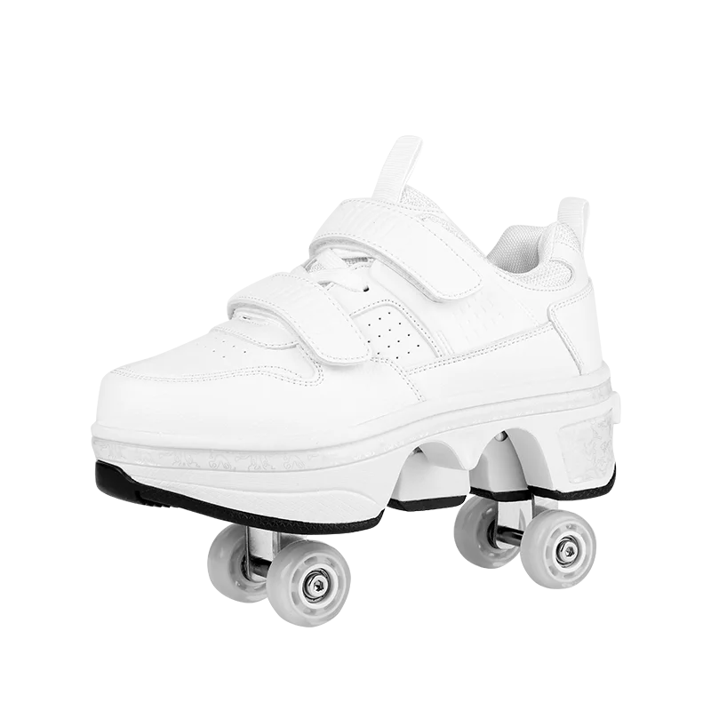 Children Wheels Shoes Roller Sneakers With 4 Wheels Skates Adult Runaway Parkour Deformation Shoes For Women Men Youth Kids Gift