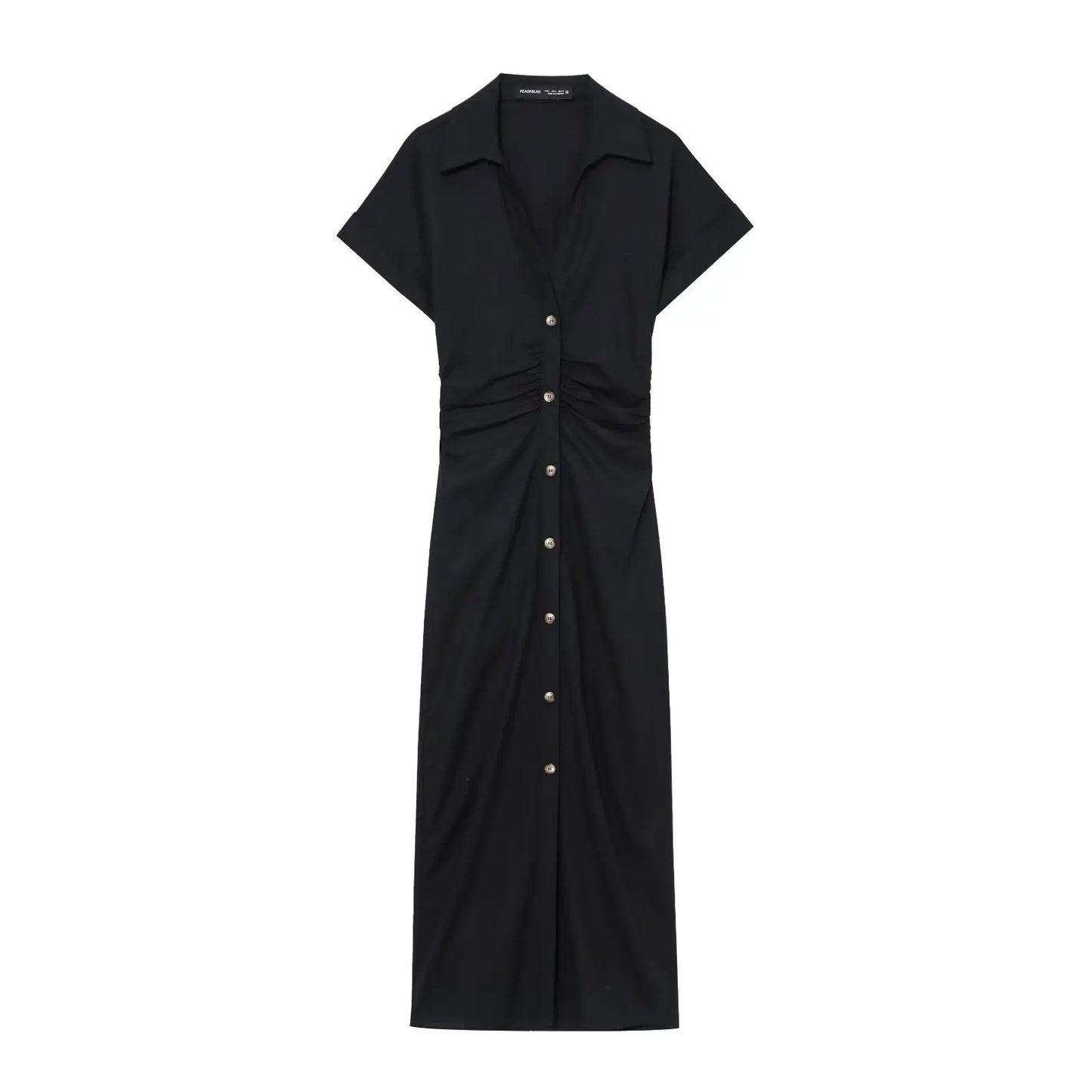 New Women's elegant holiday style refreshing and comfortable short-sleeved V-neck MIDI dress