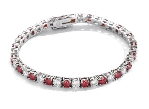 All Red Moissanite Tennis Bracelets for Women Man Wedding Jewelry with GRA s925 Sliver Plated 18k White Gold Bracelet