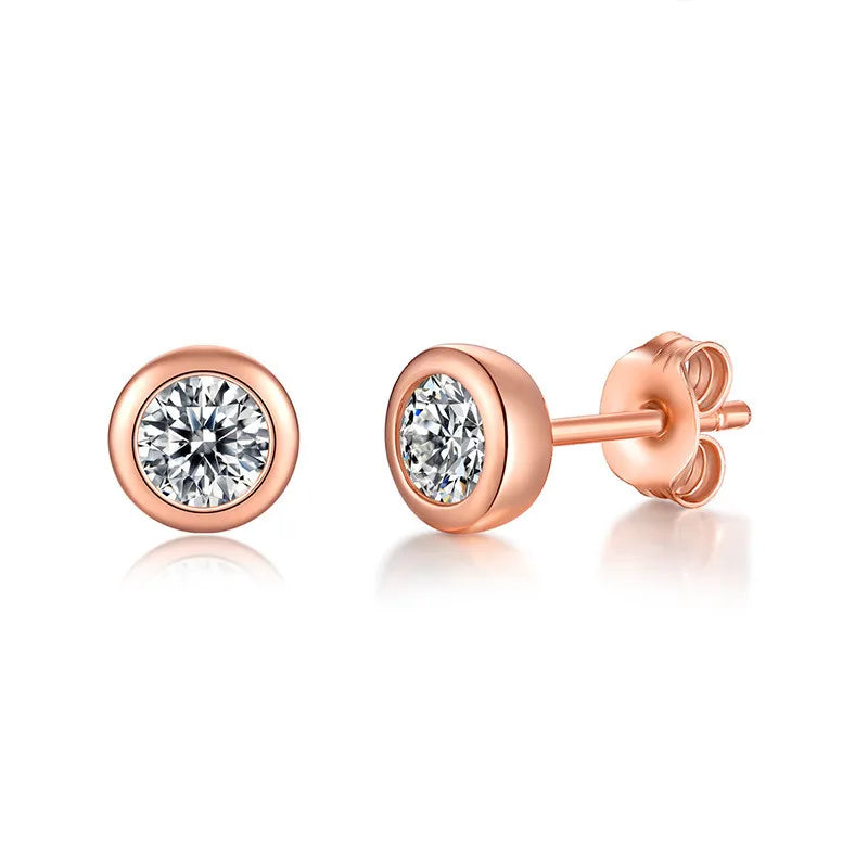 0.3/0.5 Carat Round Moissanite Diamond Stud Earrings For Women S925 Sterling Silver Pendientes Wedding Party Fine Jewelry