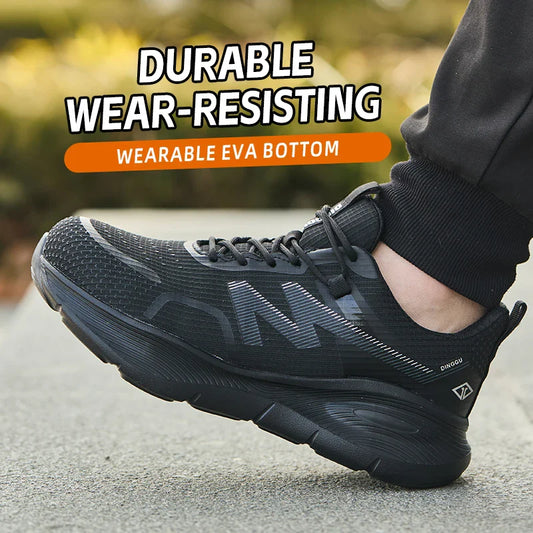 Work Safety Shoes Men Lightweight Indestructible Work Sneakers Security Steel Toe Shoes Safety Protective Boots Black Size 40-46