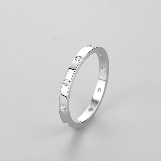 Ailmay Real 925 Sterling Silver Simple Zirconia Geometric Design Stackable Finger Ring For Women Anniversary Fine Jewelry Gift