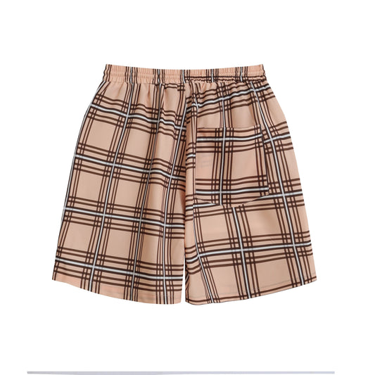 Men's Summer Elastic Digital Print Plaid Beach Board Shorts Men Checkered Beach Short Pants for Vacation