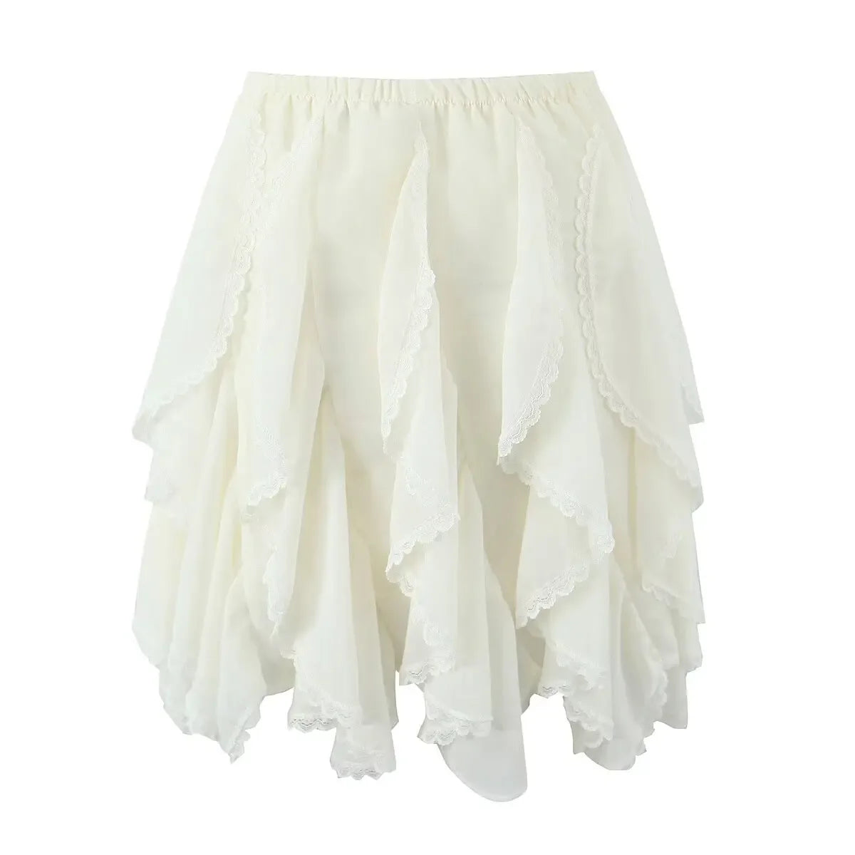 Kawaii Black Mini Skirts Women Summer 2025 Japanese Y2k Fashion Ruched Skirts Vintage Clothes Kawaii Ruffle Skirts Lace Trim