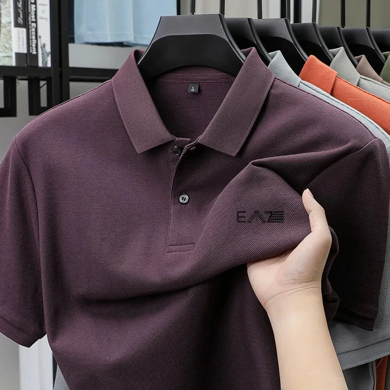 Luxury brand polo shirt short sleeved letter printed men's top summer 100% cotton comfortable breathable casual lapel T-shirt