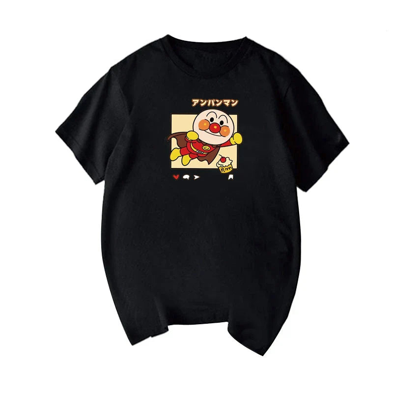 Men's Clothing Summer Anpanman Cartoon Fun Printed Graphic T Shirts Y2k Cotton Loose Casual Women's Short Sleeved Tee Tops Anime