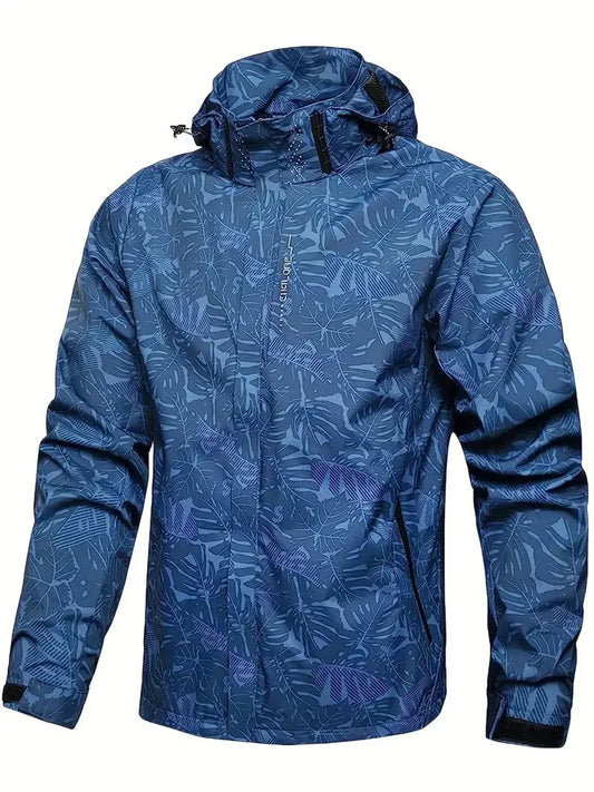 2025 Men's Casual Waterproof Windbreaker Jacket Full Zip Up Hooded Shell Outdoor Hiking Coat For Autumn Plus Size
