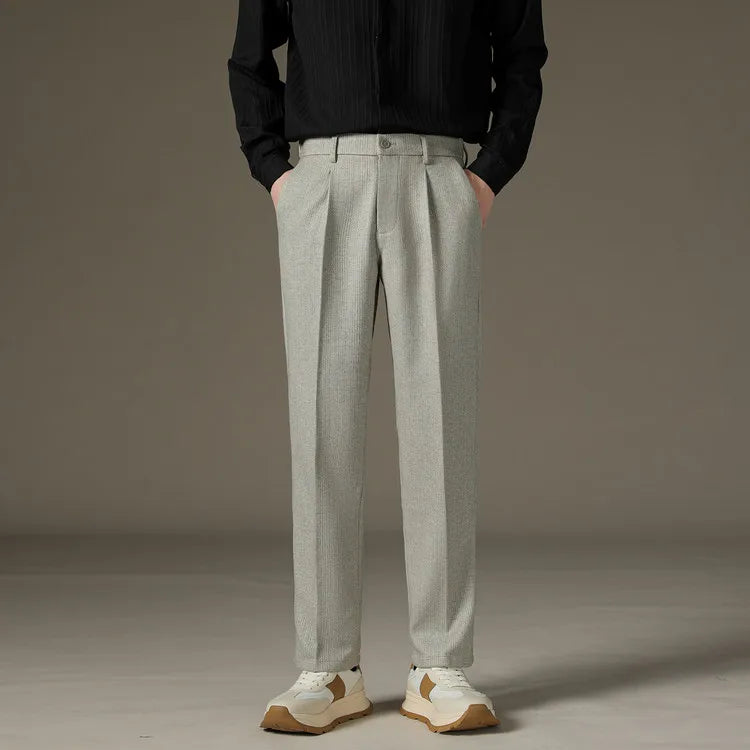 Men's Casual Straight-Leg Wool Trousers - American Style Commuting Pants Perfect for Fall/Winter 28-38