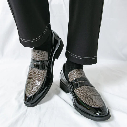 Loafers Shoes Men Color Blocked Business Casual Fashion Round Head Formal Wedding Shoes