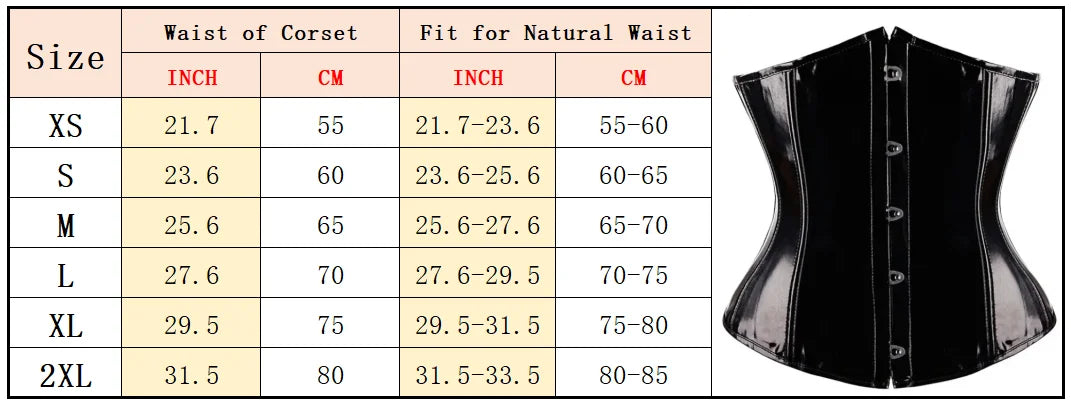 Black PVC Vinyl Corset Top Women Leather Underbust Bustiers Lace Up Plastic Boned Body Shaper Short Torso Sexy Corselet
