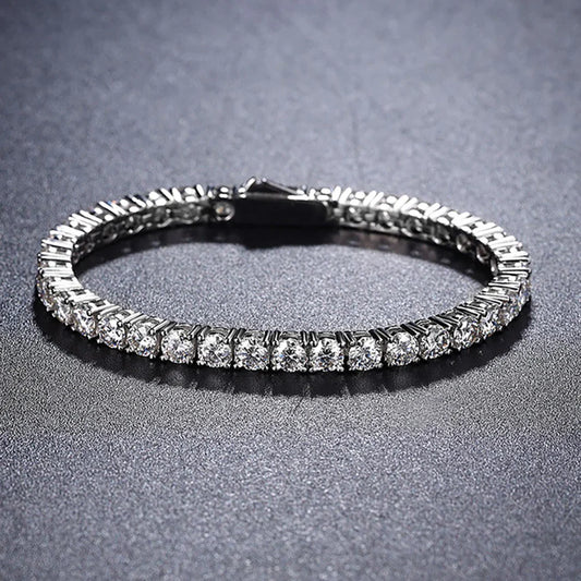 2mm 2.5mm 3mm 4mm 5mm Moissanite Tennis Bracelet for Women Men 100% S925 Sterling Silver Hidden Spring Lock Bracelet Plated 18K