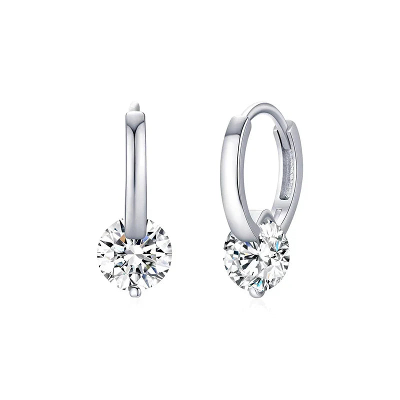 6.5mm 2CTTW Moissanite Wedding Hoop Earrings for Women Charm Lab Diamond Earring Fine Jewelry 100% S925 Sterling Silver