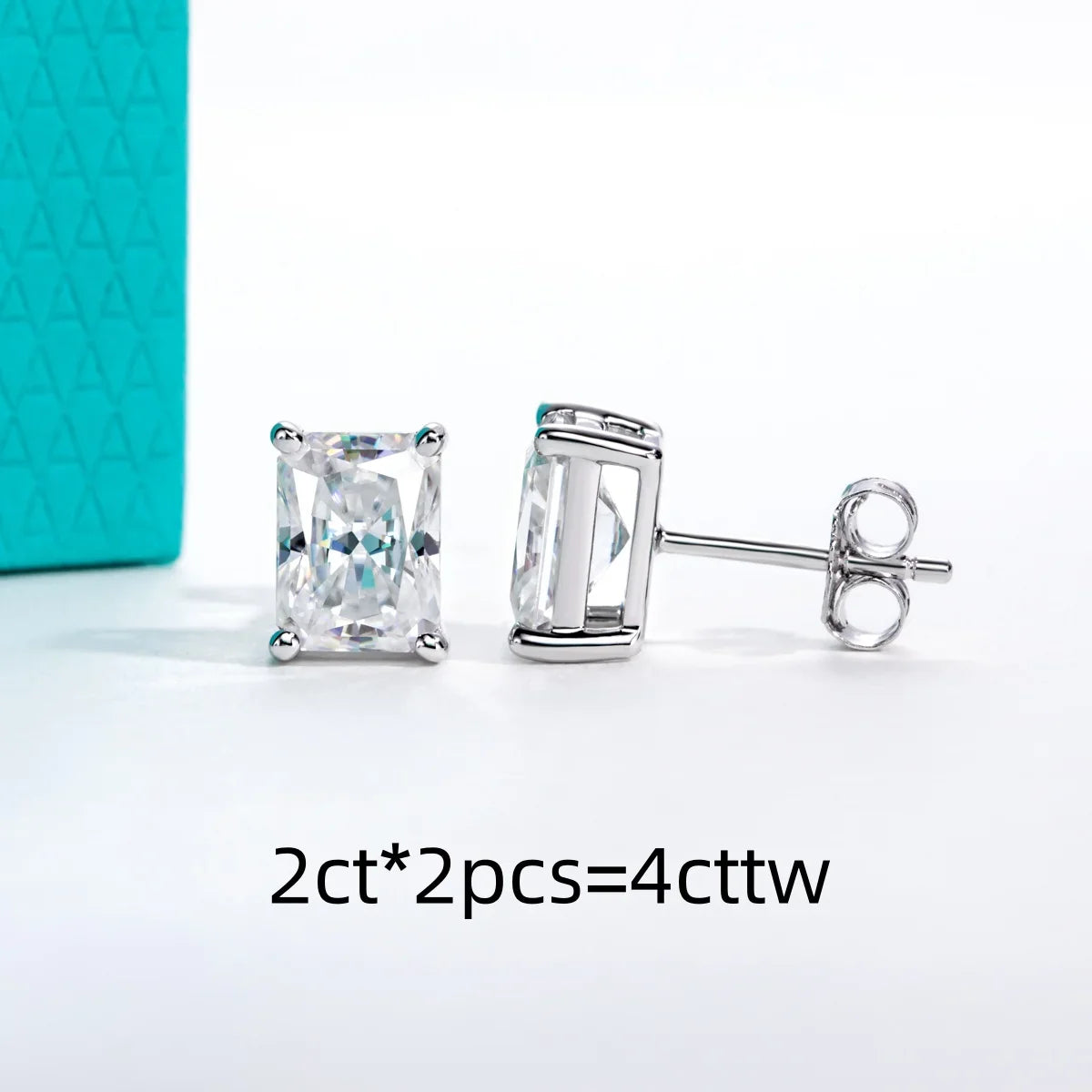 1cttw-6cttw Radiant Moissanites Earrings 925 Sterling Silver D Color VVS1 Moissanite Classic Stud Earrings for Woman