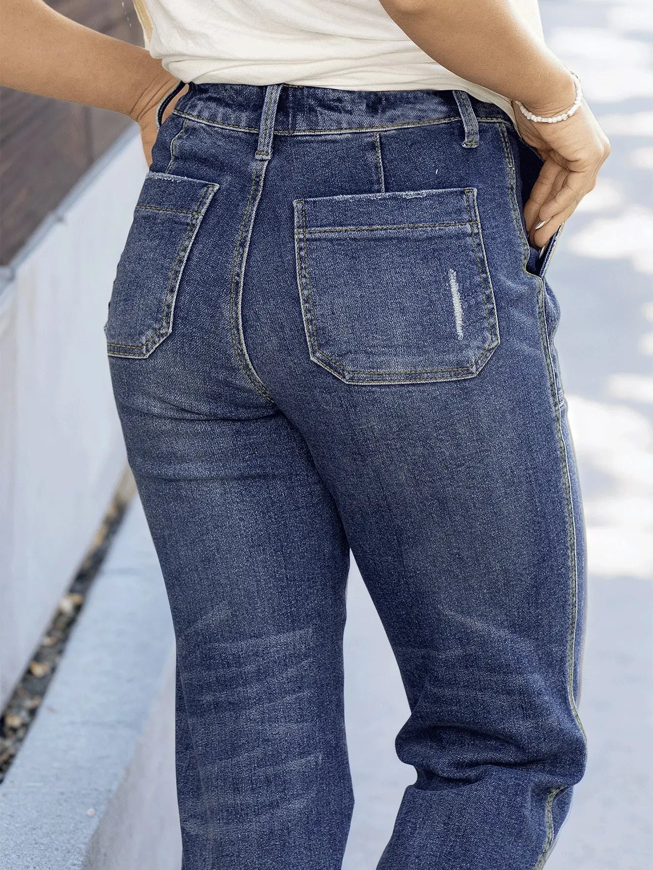 Women's Slim Fit Tie-Waist Washed Denim Jeans