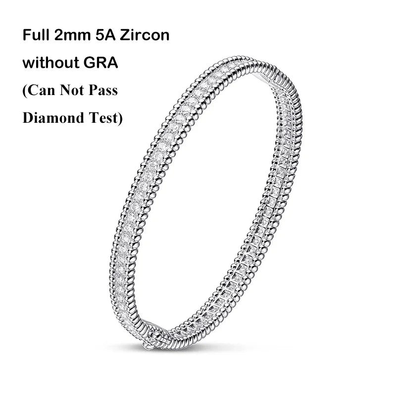 Luxury Real D Color Full 2mm Moissanite Tennis Bangle Bracelet For Women S925 Silver Plated 18K Gold Diamond Bracelets Gift