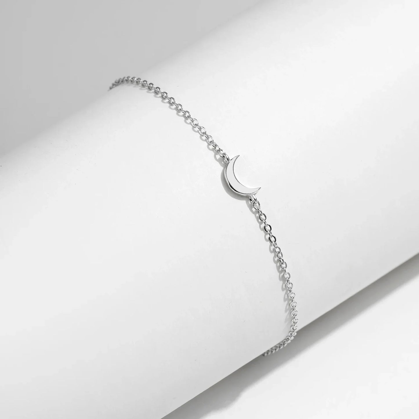 Link Chain Bracelet 925 Sterling Silver Polishing Simple Cute Moon Stackable Bracelet For Women Party Fine Jewelry Gifts