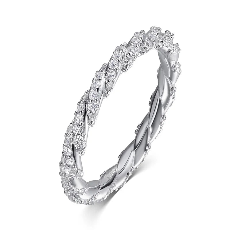 1mm All Real Moissanite Rings for Women Certified Full Diamond Bridal Jewelry 100% S925 Sterling Silver Wedding Bands GRA