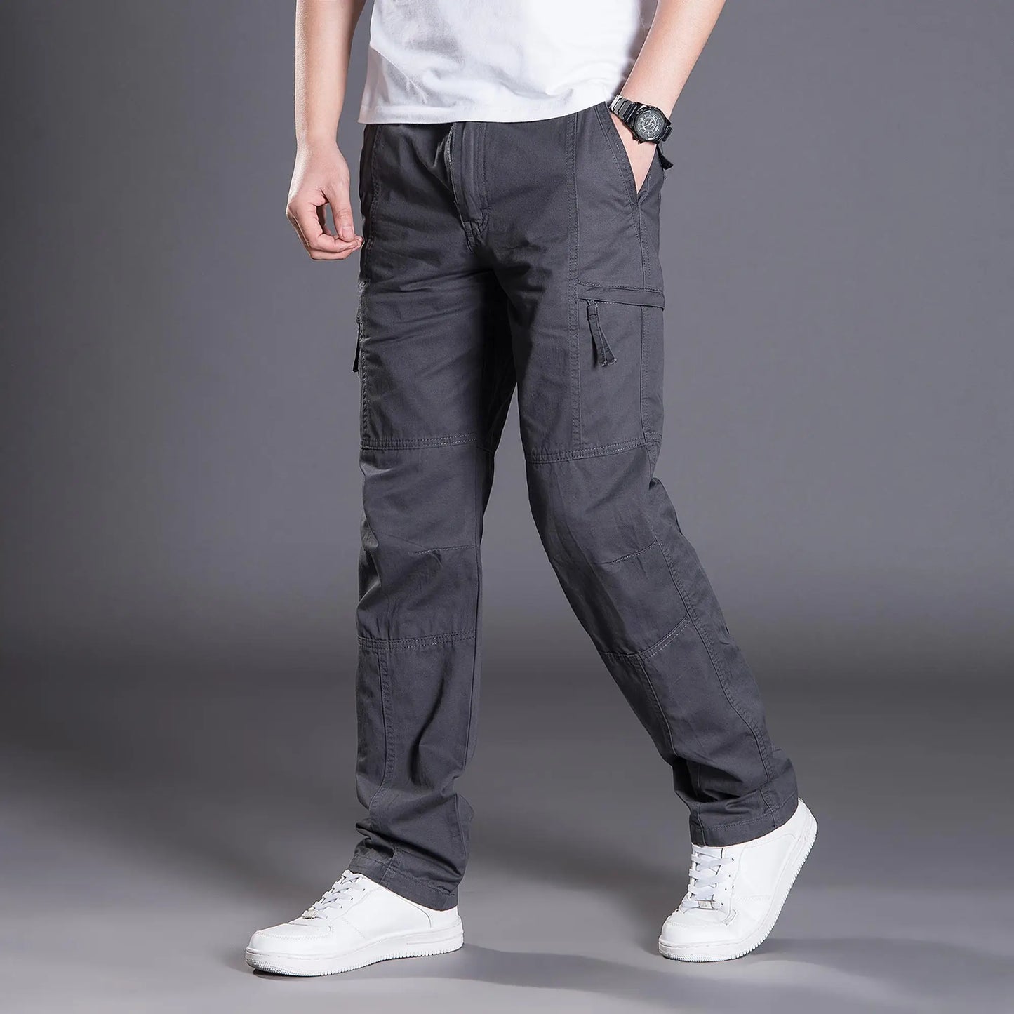 Mens Cargo Work Pants Ripstop Tactical Pants Elastic WaistWaist Hiking Pants Casual Cotton Jogger Outdoor Trousers
