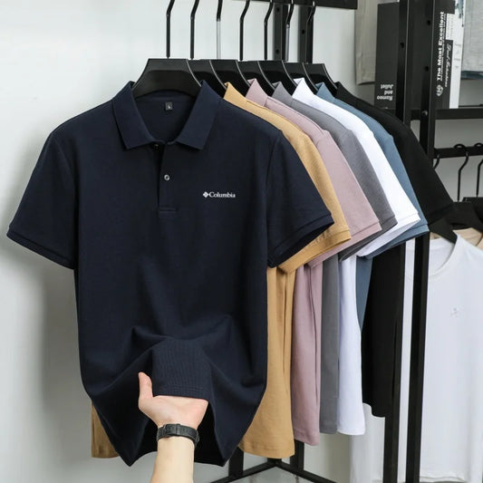 100% pure cotton summer new men's short sleeved polo shirt comfortable and breathablehigh-end brand designer embroidered T-shirt