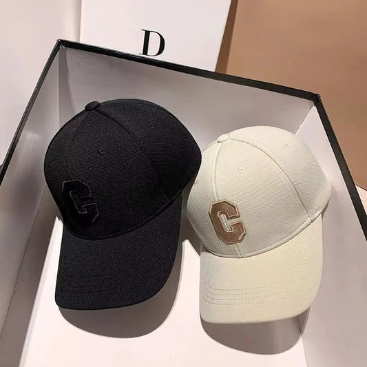 Hats for Men C Letter Embroidered Baseball Cap Kpop Fashion Couple Snapback Cap