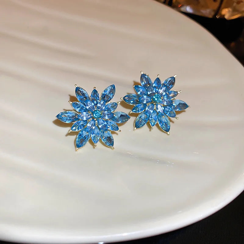 Flower Earrings for Women Korea Simple Sweet Stud Earrings Luxury High-grade Solid Color Charm Jewelry Girls Gift