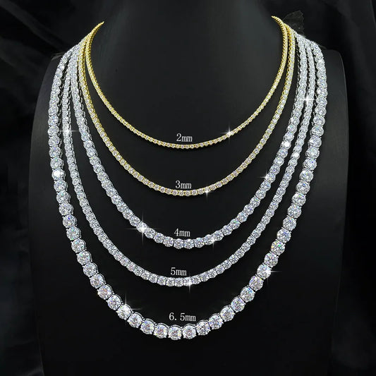 Luxury Jewelry VVS Moissanite Sterling Silver 925 Fashion Moissanite Tennis Chain Bracelet and Necklace For Women