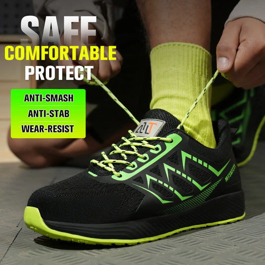 Men's Anti-Snare Steel Toe Anti-Puncture Safety Shoes Lightweight Comfortable Work Boots for Outdoor Workshop Durable Industrial