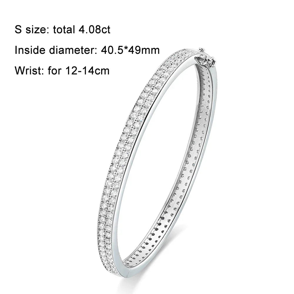 D VVS1 Moissanite Bangle Bracelets For Women Full Diamond Elegant Classic Solid 925 Sterling Sliver Jewelry Accessories