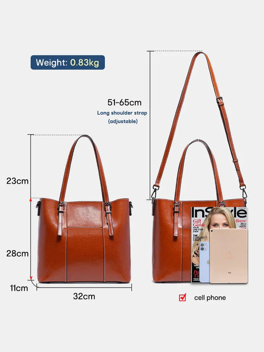 High Quality Women's Genuine Leather Tote Lady Luxury Designer Cowhide Shoulder Bag Large Capacity OL Handbag Shopper Bag