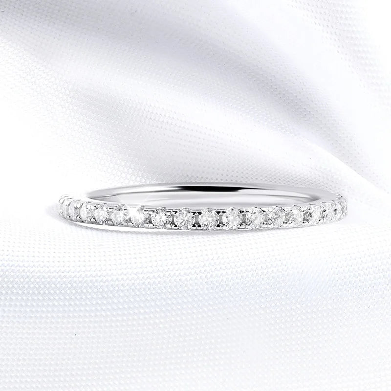 18k Plated 0.57ct Full Enternity Moissanite Ring Forn Women S925 Sterling Silver Matching Diamond Band Wedding Jewelry