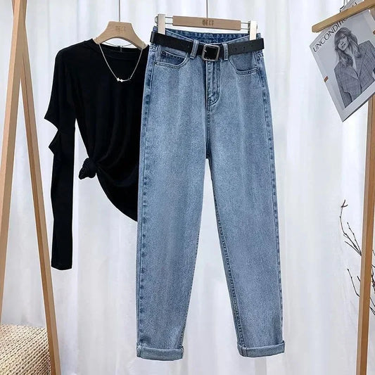 Calça Jeans Feminina Solta de Cintura Alta Harlan
