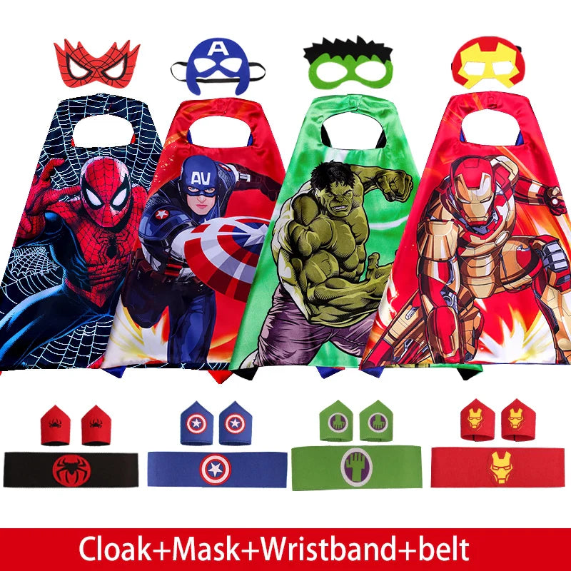 Spiderman Iron Man Children Cloak Cosplay Costume Masquerade Kids Mask Cape Thor Cape Birthday Party Gift